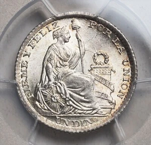 1903/803, Peru (Republic). Silver 1 Dinero Coin. Low Pop 2/2! PCGS MS66(+) - Picture 1 of 3
