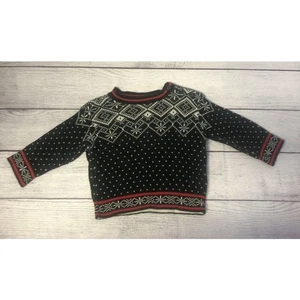 Hanna Andersson Size 70 6-12M Black Fair Isle Sweater - Picture 1 of 4