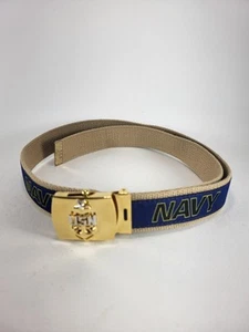 usn navy belt with brass buckle Excellent 44" Long Size Unknown Made In USA - Picture 1 of 3