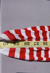 Calze collant a righe nylon rosso bianco taglia unica Halloween Natale - Foto 1 di 3