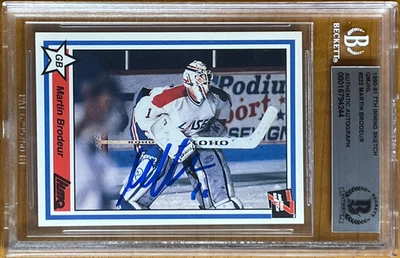 MARTIN BRODEUR SIGNED 1990/91 7TH INNING SKETCH ROOKIE BAS BGS AUTOGRAPH AUTO - Image 1 of 2