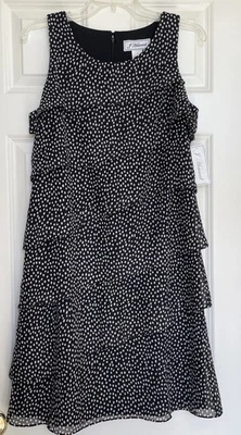 NWT J Howard Black White Polka Dot Tiered Dress Size 6 Sleeveless Sheer Lined - Image 1 of 4