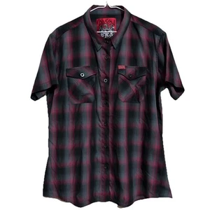Dixxon Flannel Co. x SLAYER Women’s XL Bamboo Blend Short Sleeve Shirt Red Plaid - Picture 1 of 11