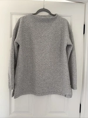Moletom túnica T By Talbots textura trançada cintilante zíper lateral tamanho médio  - Imagem 1 de 4