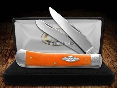 Case xx Knives Trapper Smooth Persimmon Orange Bone 1/500 Pocket Knife Stainless - Image 1 of 4