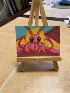 ACEO Original Pintura Acrílica 2.5 x 3.5 Mini Tarjeta de Arte Polilla 5 - Imagen 1 de 1