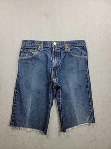 Vintagr Levis 517 Denim Shorts Jorts Mens 32x12 High Blue Distressed Cut - Picture 1 of 13