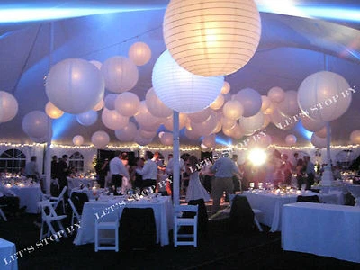 5x 10x Linternas de Papel Redondas Blancas 8" 10" 12" 16" Boda + Luz LED Decoración Fiesta Foto 1 de 4