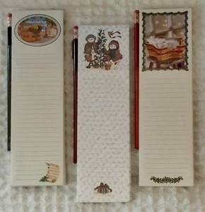 Longaberger Village Press Lista Magnética NOTAS BLOCS + Lápiz Navidad NUEVA ELECCIÓN - Imagen 1 de 10