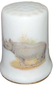 Dedal de porcelana hueso China Inglaterra rinoceronte rinoceronte animal de zoológico africano de colección - Imagen 1 de 4