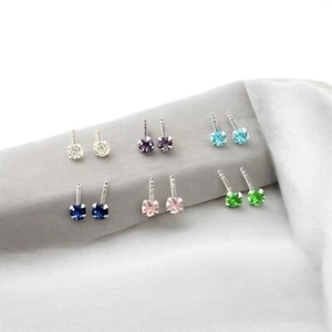 Ohrringe P.Licht Zirkonia rund mm.2,5 925 Sterling Silber nickelfrei Farbe - Bild 1 von 5