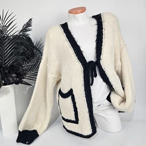 Strickjacke Italy Kollektion Jacke Cardigan Oversized Schlaufe Gr. 40-46 Creme - Bild 1 von 9