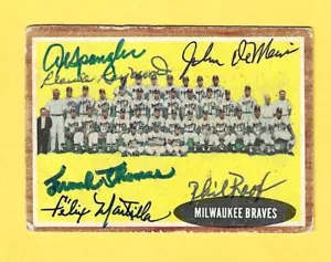1962 Topps Milwaukee Braves 1961 Team Card Signed 6 Autos F. MANTILLA F. THOMAS - Picture 1 of 2