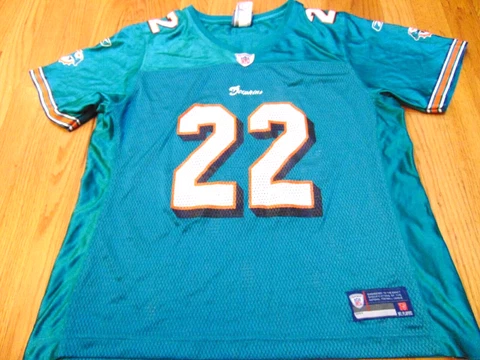 NWOT VTG REEBOK WOMEN'S NFL EQUIPMENT MIAMI DOLPHINS REGGIE BUSH JERSEY SIZE L Cover