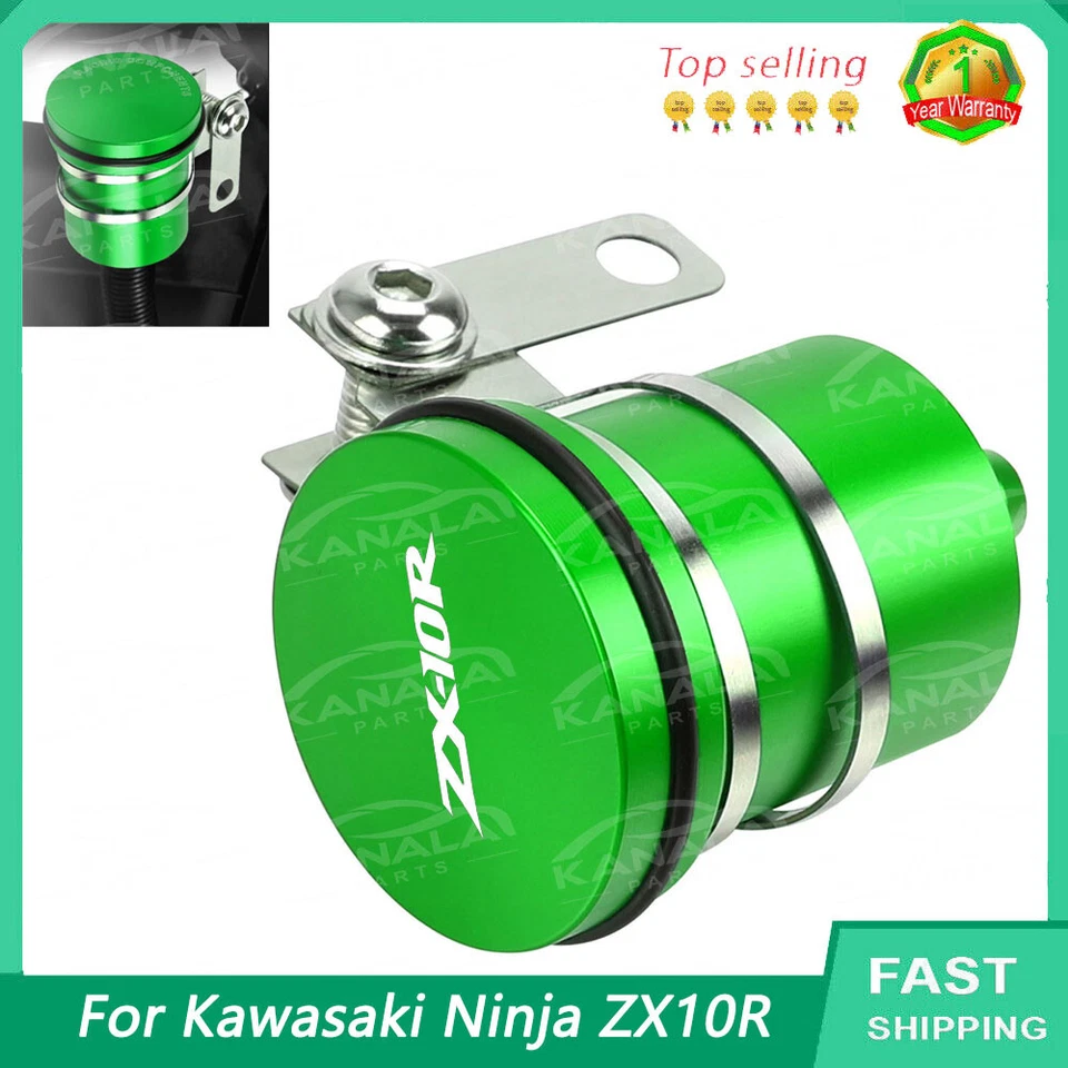 New For Kawasaki Ninja ZX10R 2000-2024 CNC Brake Reservoir Clutch Oil Fluid Cup Foto 1 de 4