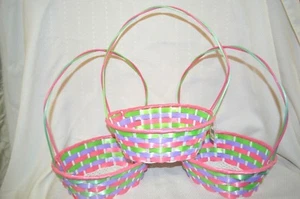 3X PINK Plastic BASKETS Basket Party STACK Centerpiece Wedding EGGS Flowers Blue - Picture 1 of 4