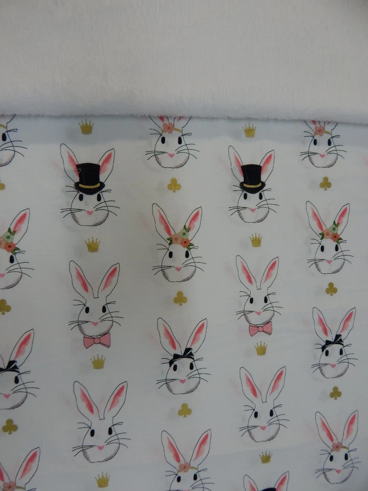 Wonderland Bunnies White - Bassinet Capsule Moses Basket Minkee Fleece Backed   - Image 1 of 1