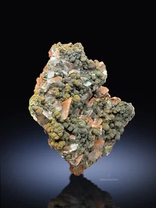 RARE HEMATITE INCLUDED CALCITE ON MOTTRAMITE FROM TSUMEB MINE, NAMIBIA - Picture 1 of 9
