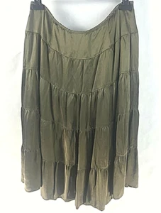 Falda larga acampanada de seda verde talla 12/L INC International Concepts para mujer - Imagen 1 de 9