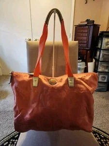 COACH GHW TOTE BAG HANDBAG NYLON PINK - Picture 1 of 5