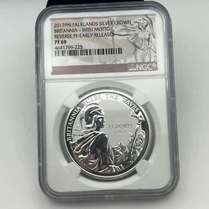 2017PM Falklands Reverse Proof Silver Crown Britannia with Motto NGC PF69 - Picture 1 of 4