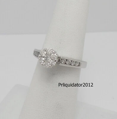 3/4CT Natural Diamond Halo Frame Engagement Wedding Ring Bridal 10K White Gold - Image 1 of 4