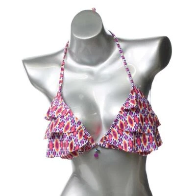 Kenneth Cole Junior XL Top de Natación Triángulo Púrpura Geométrico Bikini Elástico Foto 1 de 3