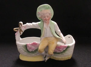 Vintage Lipper & Mann Japanese Import Porcelain Boy on Basket Planter - Picture 1 of 18