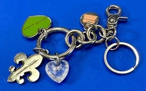 KATHY VAN ZEELAND KRISTALLHERZ SILBERTON BLUME DELIS SCHLÜSSELANHÄNGER TASCHE ETIKETT CHARM - Bild 1 von 15