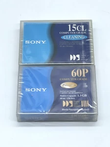 One SONY DG60P Premium 60P Tape and One DCD15CL Cleaning Tape DAT Recording - Photo 1/1