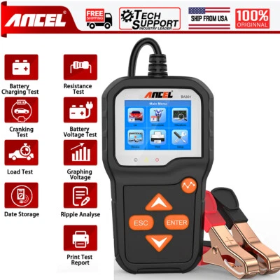 Probador de batería de automóvil ANCEL BA301 6V/12V 100-2000 CCA probador de carga automotriz automático Foto 1 de 4