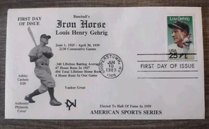 First Day Of Issue Lou Gehrig Stamp & Envelope. New York Yankees Lou Gehrig - Picture 1 of 1