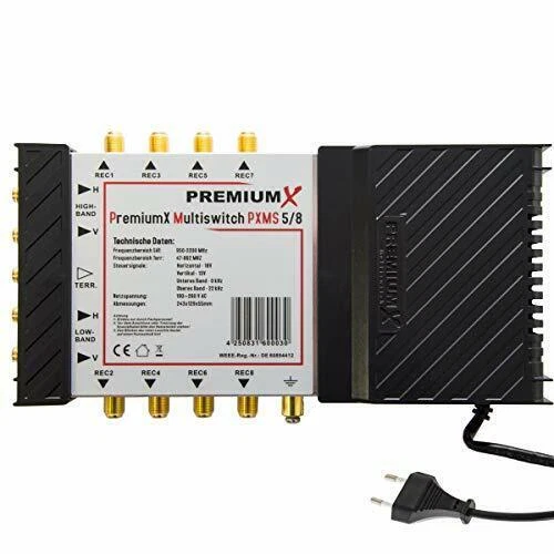 PremiumX PXMS-5/8 SAT-Multischalter mit Netzteil