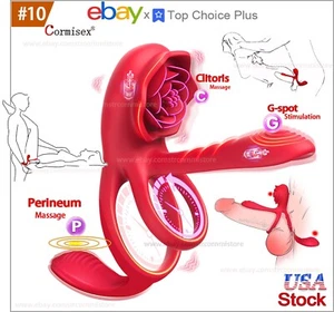 Rose Penis Sleeve Ring Vibrator G-spot Clit Perineum Stimulator For Women Couple - Picture 1 of 27