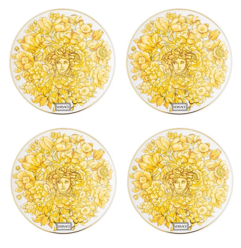 VERSACE BY ROSENTHAL MEDUSA RHAPSODY SET OF 4 BREAD PLATES #403670-10217 FS