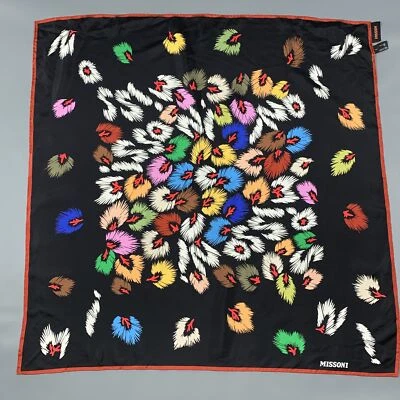 Bufanda de seda con estampado abstracto multicolor negra Missoni Foto 1 de 4