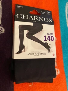 CHARNOS 140 denier matte black tights S/M perfect for teen / secondary school - Picture 1 of 5