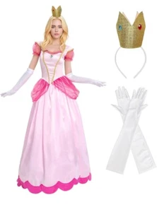 NEW Women's Princess Peach Dress Cosplay Costume Adult - Picture 1 of 7