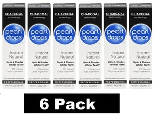6 x PEARL DROPS 100g TOOTHPASTE INSTANT NATURAL CHARCOAL TECHNOLOGY BRAND NEW - Picture 1 of 6