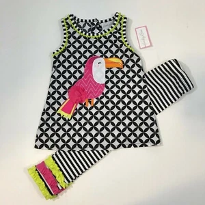 Emily Rose NWT Girls Size 4 Boutique Toucan Bird Tunic Top Legging Outfit ZOO - Picture 1 of 5