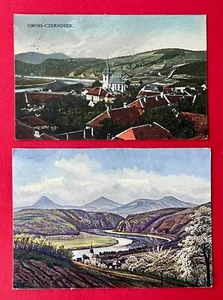 2 cartoline GRANDE-CZERNOSEK in Repubblica Ceca 1927/39 vedute del luogo con chiesa (147454 - Foto 1 di 2