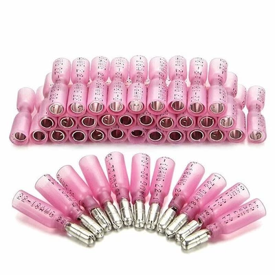 Red Heat Shrink Bullet Wire Connectors 22-16 AWG Female Male Terminals Crimp US - Image 1 of 4