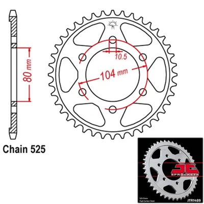 JT Sprocket Steel Rear 525 Pitch 43T Kawasaki ZX 1000 Ninja ZX-10R (2004-2017) - Image 1 of 2