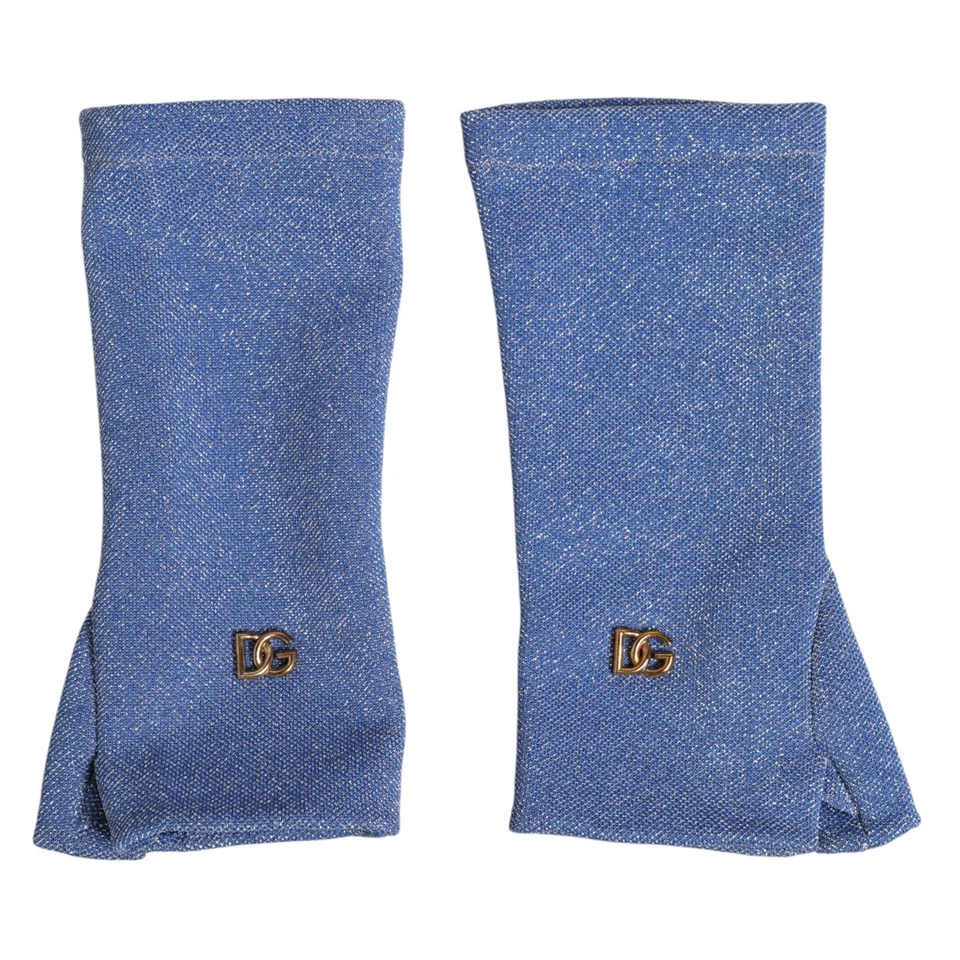 Guantes DOLCE & GABBANA Azul Logo Sin Dedos Longitud de Muñeca Mitón 7.5 / M 730usd Foto 1 de 4