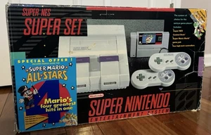 Super Nintendo Mario World All-Stars Console CIB System SNES Set MATCHING SERIAL - Picture 1 of 24