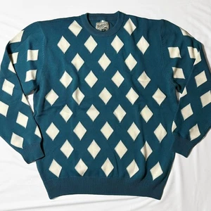 Bogey Boys Diamond Argyle Golf Sweater Mens 3XL Green White Crewneck NEW. - Picture 1 of 8