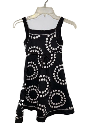 Vestido Ediciones Raras Niñas Talla 7 Negro Blanco Lunares Sin Mangas Cinturón Boutique Foto 1 de 4