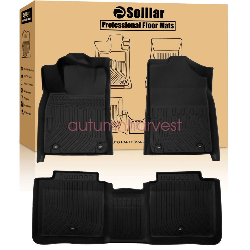 Floor Mats Liner For 2013-2018 Lexus ES350 / ES300h Front-Rear All Weather TPE - Image 1 of 4