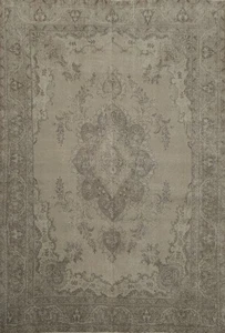 Muted Distressed Room Size Rug 10x13 Traditional Medallion Handmade Wool Carpet - Picture 1 of 18