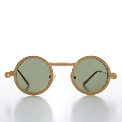 Gold Round Industrial Steampunk Vintage Sunglass - Callum - Image 1 of 3